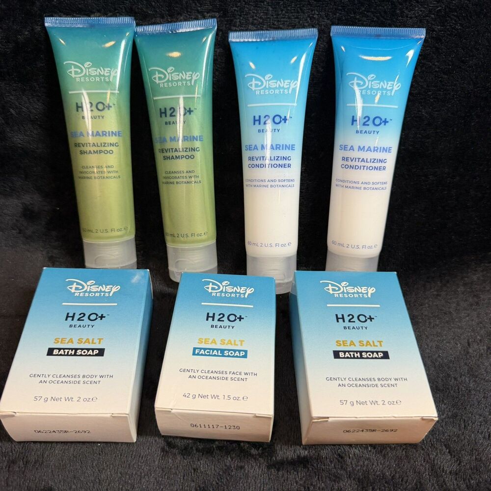 Disney Resorts H20+ Toiletries Lot of 7 Shampoo Conditioner Lotion Wash Soap NEW